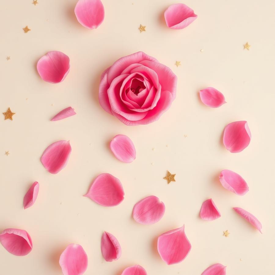 Pink rose petals with gold stars